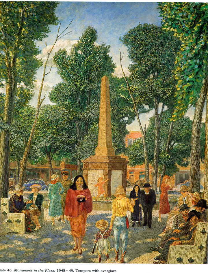Monument in the Plaza, New York by John French Sloan — hand-painted botanical oil painting reproduction on canvas