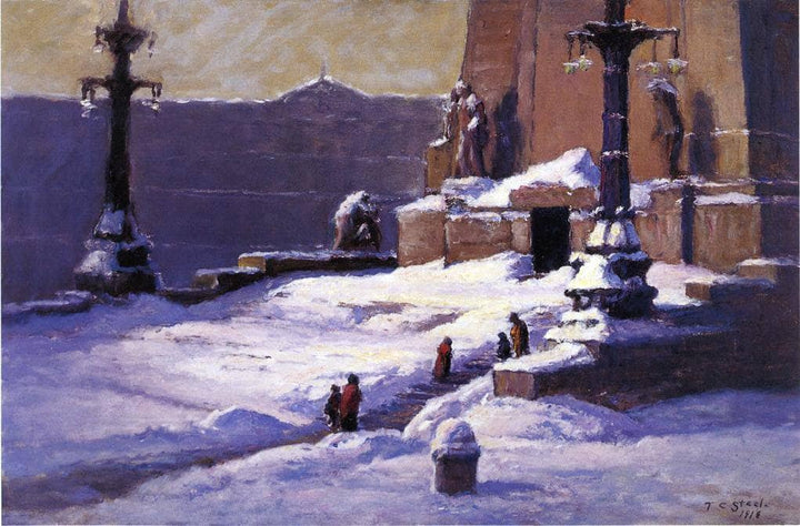 Monument in the Snow by T. C. Steele — hand-painted landscape oil painting reproduction on canvas
