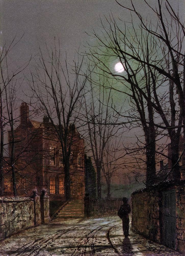 Moonlight by John Atkinson Grimshaw — hand-painted botanical oil painting reproduction on canvas