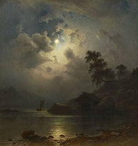 Moonlight by Knud Baade — hand-painted landscape oil painting reproduction on canvas