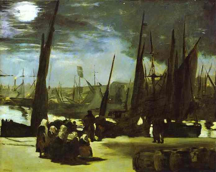 Moonlight on Boulogne Harbour - Edouard Manet