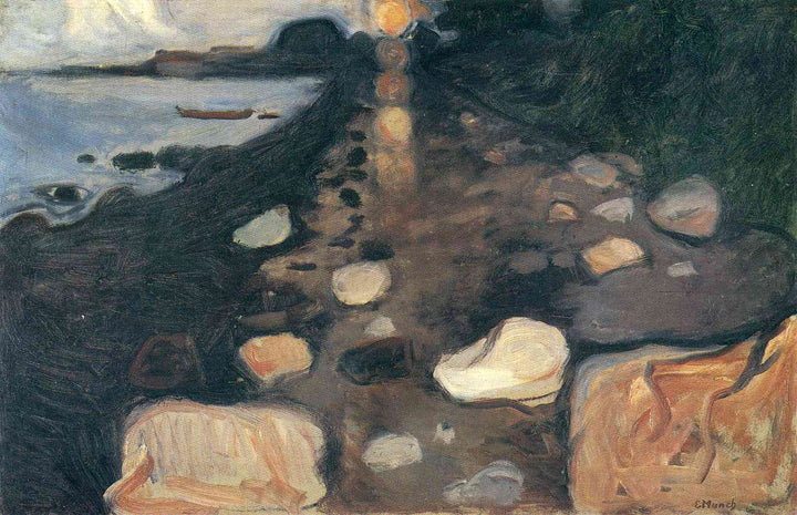 Moonlight on the Shore by Edvard Munch — hand-painted landscape oil painting reproduction on canvas