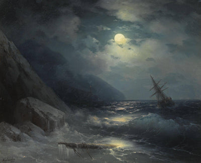 Moonlit Landscape with a Ship in study