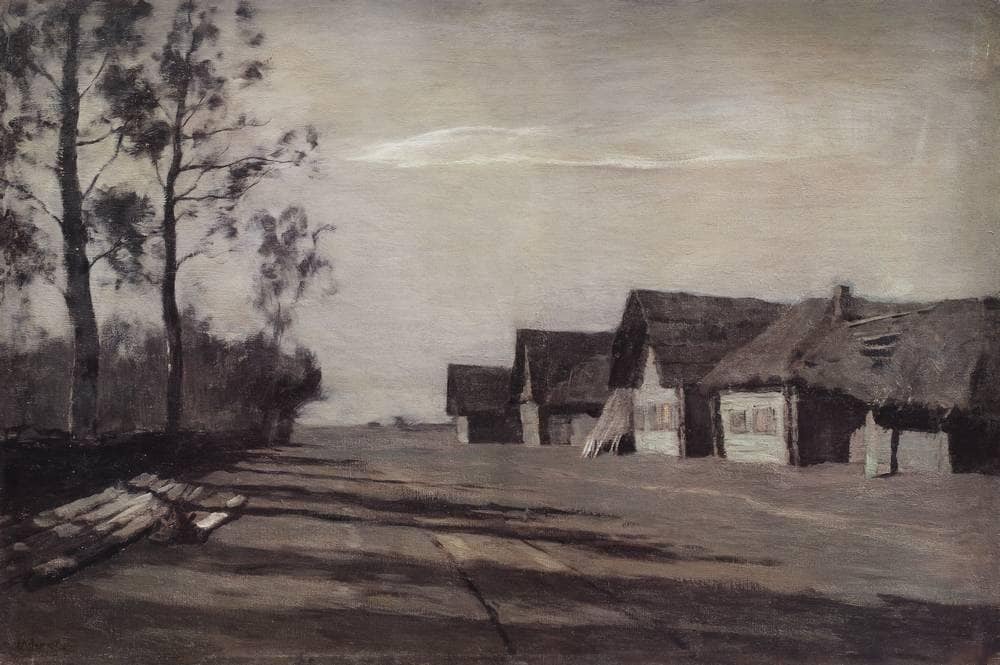 Moonlit Night. A Village by Isaac Levitan — hand-painted botanical oil painting reproduction on canvas