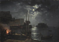 Moonlit night in Naples by Sylvester Shchedrin — hand-painted landscape oil painting reproduction on canvas