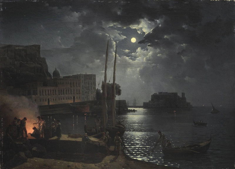 Moonlit night in Naples on gallery wrap