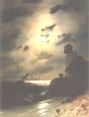 Moonlit Seascape With Shipwreck by Ivan Aivazovsky — ships oil painting wall art, Romanticism