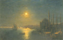 Moonlit view of the Bosphorus by Ivan Aivazovsky — ships oil painting wall art, Romanticism
