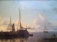 Moored sailing ships on a calm afternoon by Abraham Hulk Sr. — hand-painted seascapes oil painting reproduction on canvas