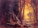 Moose Hunters Camp by Albert Bierstadt — hand-painted botanical oil painting reproduction on canvas