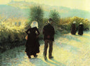 Sunday dawn by Angelo Morbelli — hand-painted landscape oil painting reproduction on canvas