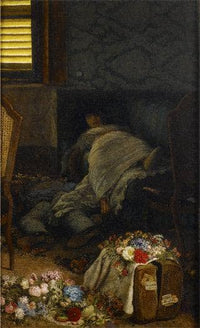 Suicide by asphyxiation! [right side] by Angelo Morbelli — hand-painted still oil painting reproduction on canvas