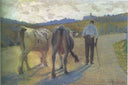 Return to the stable by Angelo Morbelli — hand-painted landscape oil painting reproduction on canvas