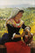 Portrait of his wife in Monferrato tradional costume in apartment
