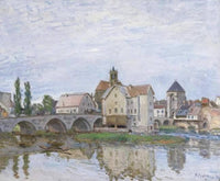 Moret on Long Time Gray by Alfred Sisley — hand-painted architectural oil painting reproduction on canvas