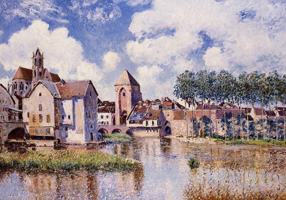Moret sur Loing the Porte de Bourgogne by Alfred Sisley — hand-painted architectural oil painting reproduction on canvas