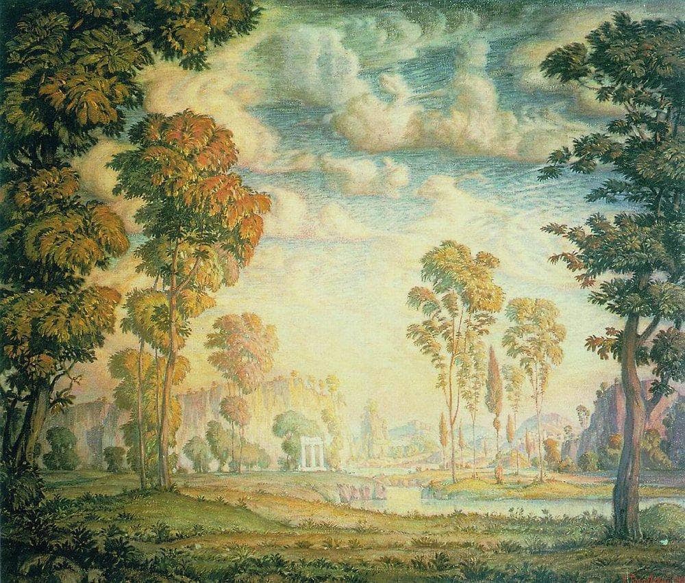 Morning by Konstantin Bogaevsky — hand-painted botanical oil painting reproduction on canvas