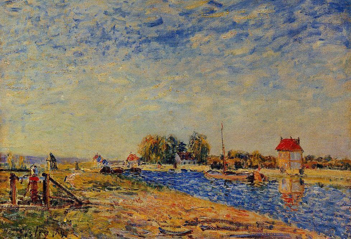 Morning Sun, Saint Mammes by Alfred Sisley — hand-painted architectural oil painting reproduction on canvas