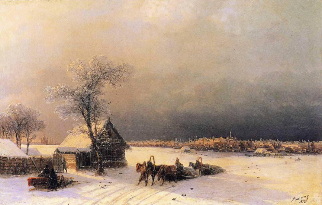 Moscow in Winter from the Sparrow Hills by Ivan Aivazovsky — hand-painted landscape oil painting reproduction on canvas