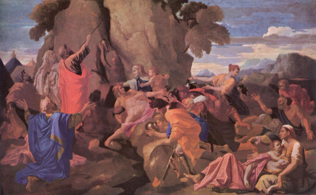 Moses Striking Water from the Rock by Nicolas Poussin — hand-painted cultural oil painting reproduction on canvas