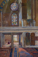 Mosque Interior by Sevket Dag — hand-painted architectural oil painting reproduction on canvas