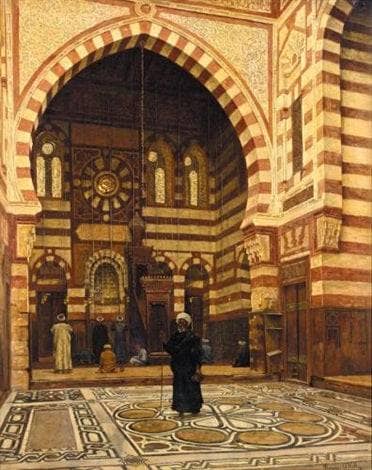 Mosque of Ezbeck, Cairo, Egypt by Aloysius O'Kelly — hand-painted architectural oil painting reproduction on canvas