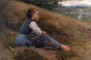 Alone in the fields by Noè Bordignon — male oil painting wall art, Realism