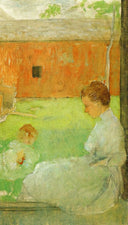 Mother and Child by Julian Alden Weir — male oil painting wall art, Impressionism