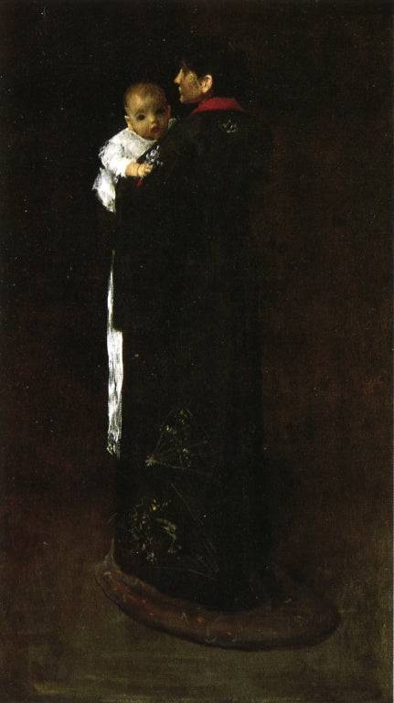 Mother and Child (The First Portrait) by William Merritt Chase — hand-painted portrait oil painting reproduction on canvas