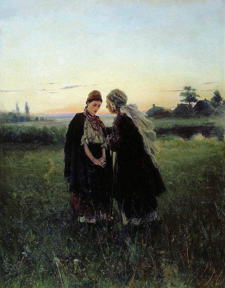 Mother and daughter by Vladimir Makovsky — hand-painted eco oil painting reproduction on canvas