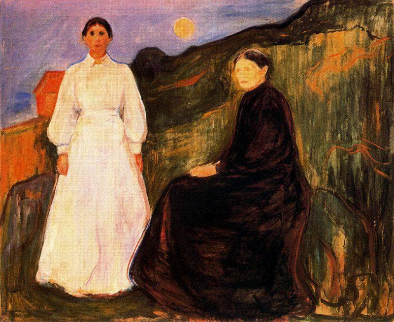 Mother and Daughter by Edvard Munch — hand-painted landscape oil painting reproduction on canvas
