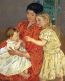 Mother and Sara Admiring the Baby by Mary Cassatt, group oil painting wall art, Impressionism