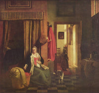 Mother at the cradle by Pieter de Hooch — hand-painted cultural oil painting reproduction on canvas
