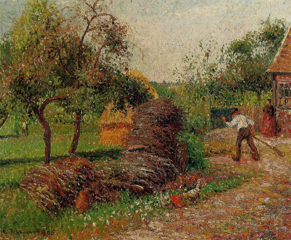 Mother Lucien's Yard by Camille Pissarro — hand-painted botanical oil painting reproduction on canvas