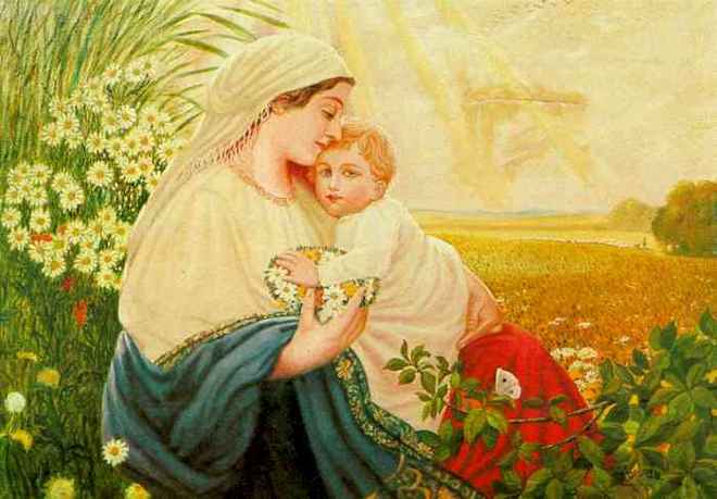 Mother Mary with the Holy Child Jesus Christ by Adolf Hitler — hand-painted portrait oil painting reproduction on canvas