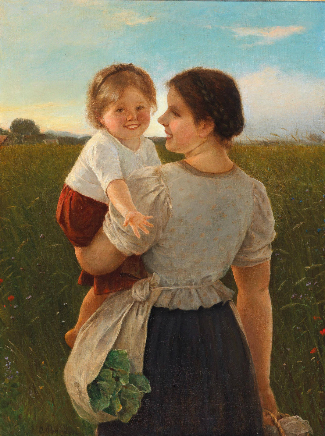 Mother's joy by Carl von Bergen — hand-painted portrait oil painting reproduction on canvas