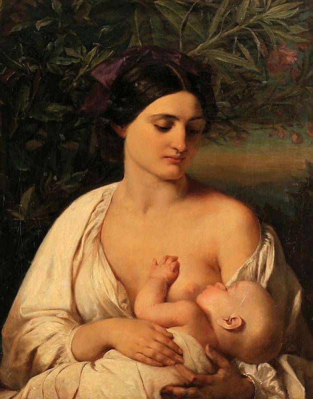 Mother with child by Elisabeth Jerichau-Baumann, hand-painted portrait oil painting reproduction on canvas