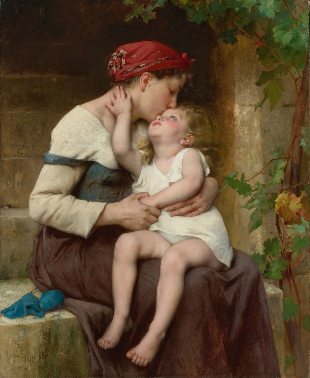 Mother with child by Léon Bazile Perrault, hand-painted portrait oil painting reproduction on canvas