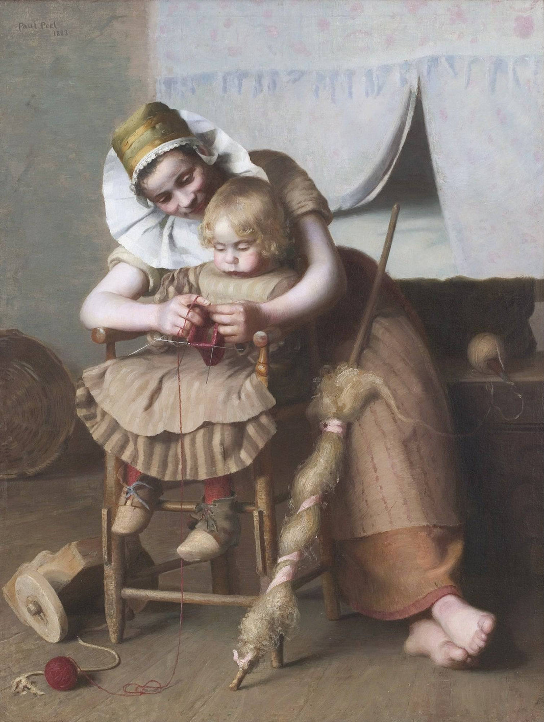 Mother’s Help by Paul Peel — hand-painted portrait oil painting reproduction on canvas