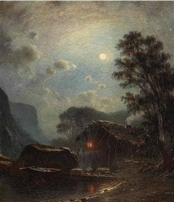 Motif from Norway by Knud Baade — hand-painted landscape oil painting reproduction on canvas