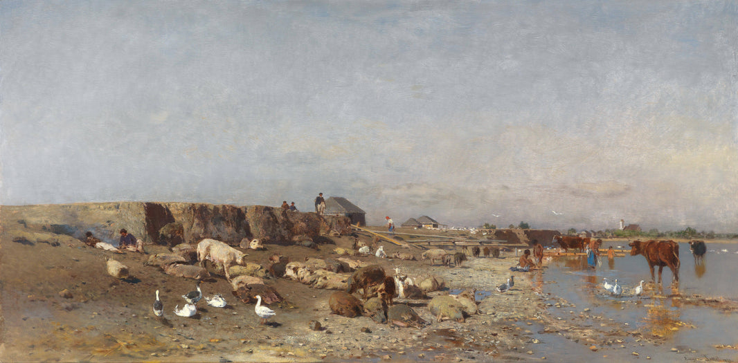 Motiv Aus Szered An Der Waag by August von Pettenkofen, hand-painted landscape oil painting reproduction on canvas