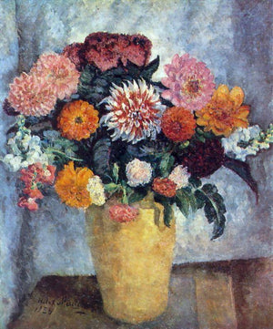 Motley bouquet in a clay jar - Ilya Mashkov