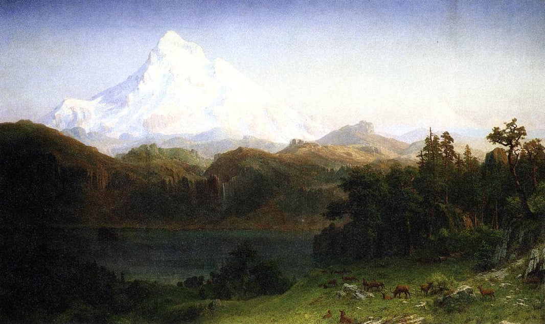 Mount Hood, Oregon by Albert Bierstadt — hand-painted animal oil painting reproduction on canvas