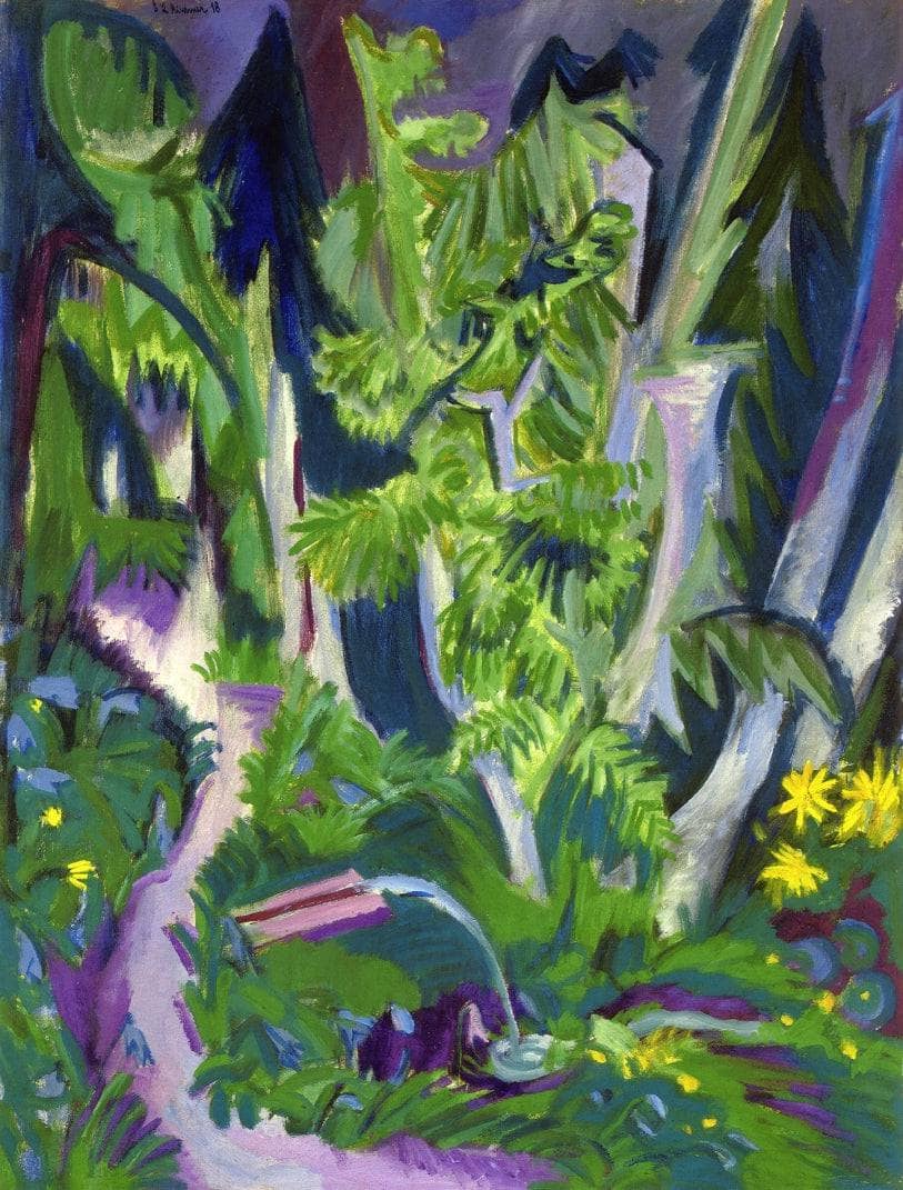 Mountain Forest by Ernst Ludwig Kirchner — hand-painted abstract oil painting reproduction on canvas