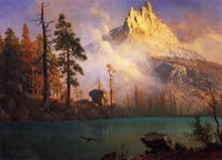 Mountain Lake by Albert Bierstadt — hand-painted botanical oil painting reproduction on canvas