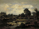 Mountain landscape near Fontainebleau by Theodore Rousseau — hand-painted botanical oil painting reproduction on canvas