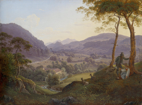 Mountain landscape near Salzburg with young couple