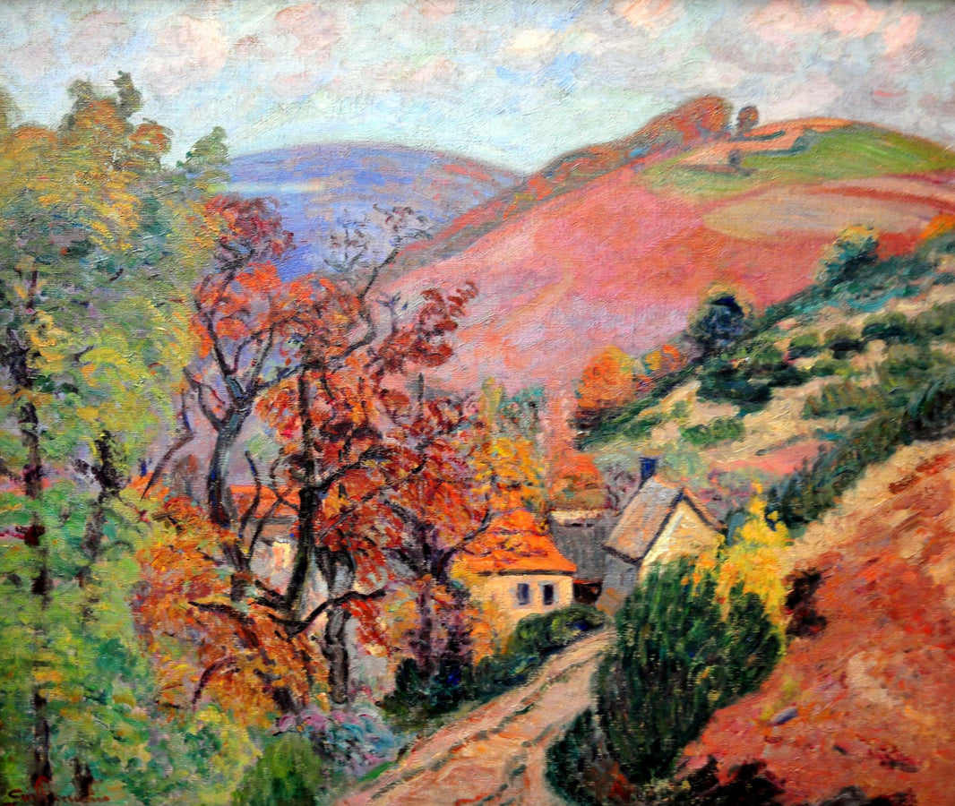 Mountain Landscape - Pontgibaud, village in Peschadoire by Armand Guillaumin — hand-painted botanical oil painting reproduction on canvas