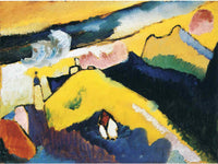 Mountain landscape with church by Wassily Kandinsky — hand-painted abstract oil painting reproduction on canvas