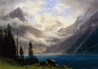 Mountain Scene by Albert Bierstadt — hand-painted botanical oil painting reproduction on canvas